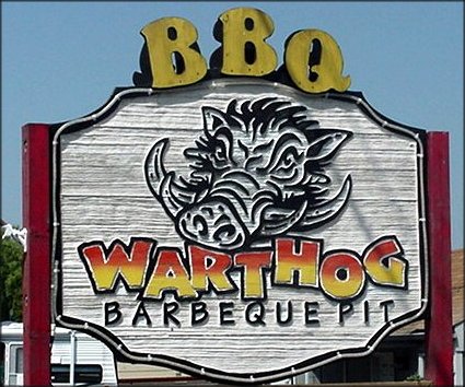 Warthog Barbeque Pit sign in Fife.