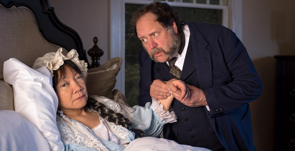 Aya Hashiguchiand and Eric Ray Anderson in The Waltz of the Toreadors - Dukesbay Productions - image. - Photo courtesy Ganwich Photography.