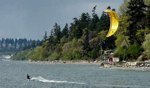 Windsurfing at Salty's at Redondo Beach.