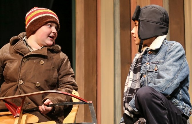 Tyler Saum and J.J. Greenwell in A Christmas Story - Tacoma Little Theatre - image. - Photo courtesy Dennis K Photography