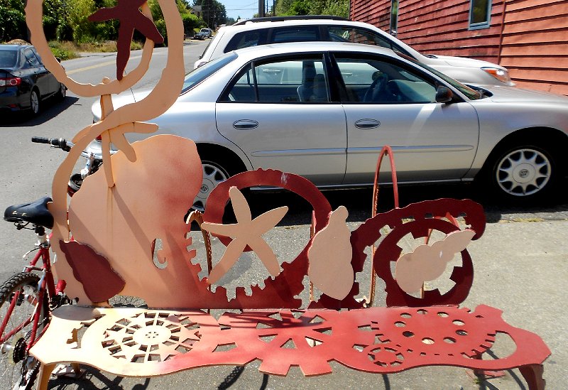 The bike rack outside the Antique Sandwich Company in Ruston  - image.
