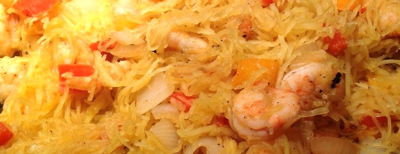 Spaghetti squash and prawns - Adriatic Grill Review.
