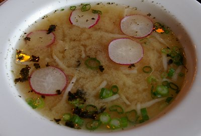 Miso Soup from Pacific Grill restaurant in Tacoma, Washington.