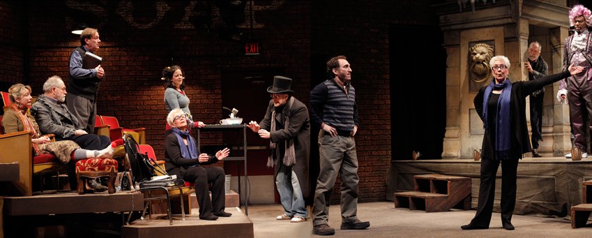 Most of the cast from Inspecting Carol at Seattle Rep. Photo by Chris Bennion.