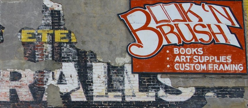 Building wall - found art in the historic downtown district of Chehalis, Washington.