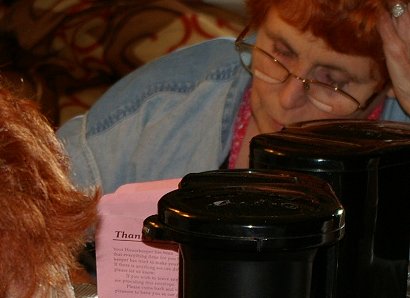 Peggy Doman working on art at the Relax Inn in Chehalis, Washington.