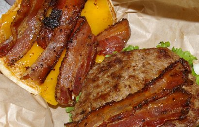 A Pepper Bacon Cheese Burger from Burgerville in Centralia, Washington.
