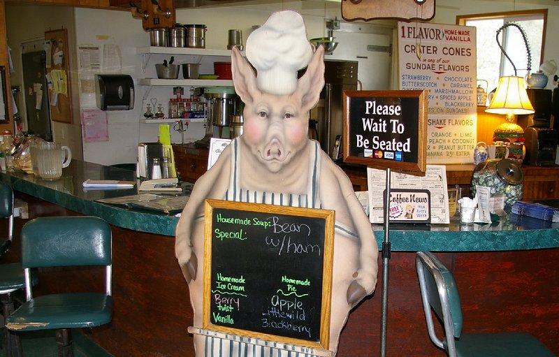 Dinner and ice cream sign inside Clarks Restaurant in Arctic Cosmopolis WA - image.