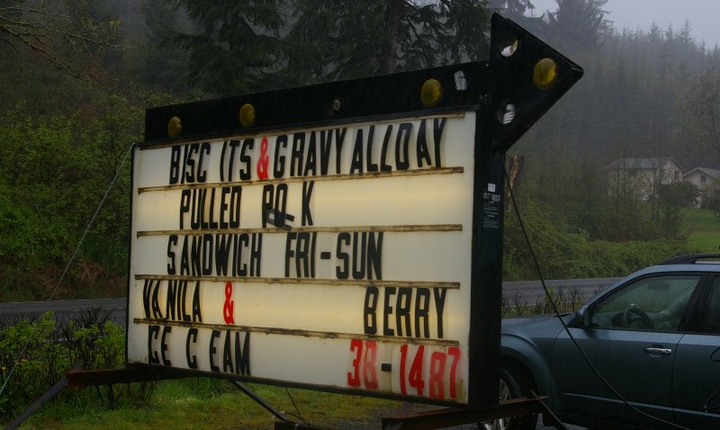 The roadside sign advertising Clarks Restaurant in Arctic Cosmopolis WA - image.