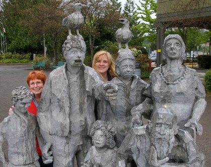 Seeing Whales statue in Edmonds, Washington - image.