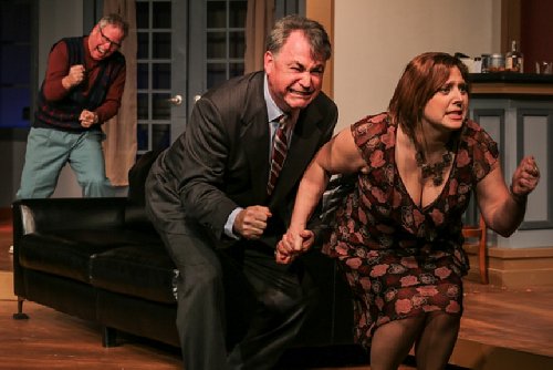 George McClure as Dickie, Andrew Fry as Henry, and Stacia Russell as Pamela in The Fox on the Fairway at Tacoma Little Theatre - image.
