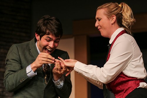 Tracy Torwick as Louise and Rodman Bolek as Justin in The Fox on the Fairway at Tacoma Little Theatre - image.