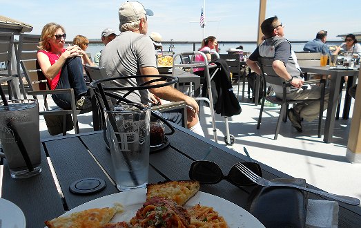 The deck and view at Farrelli Pizza at Point Ruston - image.