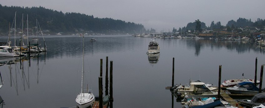 Facing east from the Devoted Kiss Cafe in Gig Harbor, Washington.