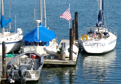 Jeff Wilbert's boat Zaftig moored in Gig Harbor, Washington - image.