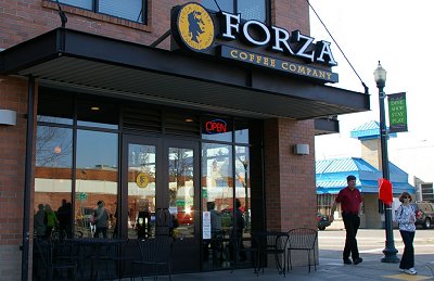 The Forza coffee shop by Pioneer Park in Puyallup, Washington.