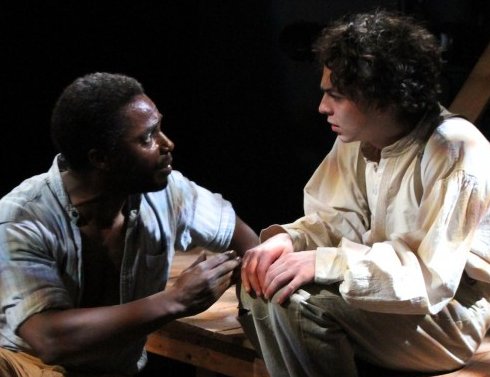 Geoffrey Simmons and Christopher Morson from the Adventures of Huckleberry Finn at Book-It Repertory in Seattle, Washington - Photo by Alan Alabastro.