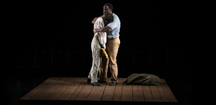 Christopher Morson, and Geoffrey Simmons from the Adventures of Huckleberry Finn at Book-It Repertory in Seattle, Washington - Photo by Alan Alabastro.