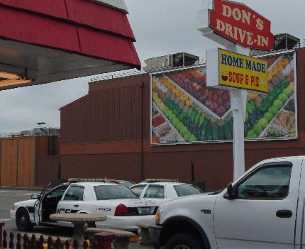 Police cars at Don's Drive-In in downtown Puyallup, Washington.