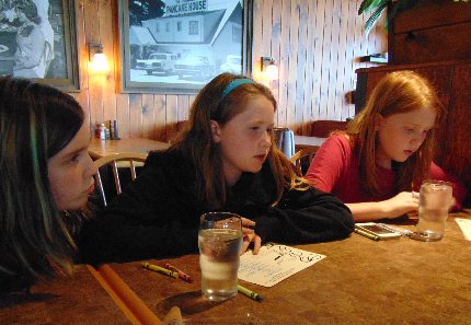 Drawing on menus at the Original Pancake House Puyallup, Washington.
