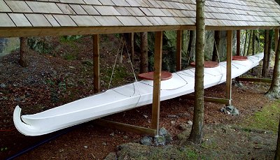 Joseph Kinnebrew designed three seat kayak or Bidarkiq at The Quarry Skagit Valley event space and La Conner Bed and Breakfast - photo.