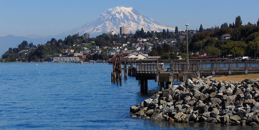 The view of Tacoma from the deck of the Lobster Shop - image.
