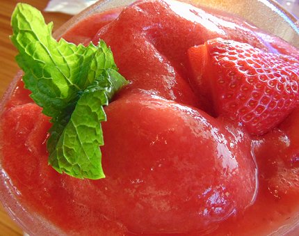 Rhubarb sorbet from Anthony's in Edmonds, Washington - image.