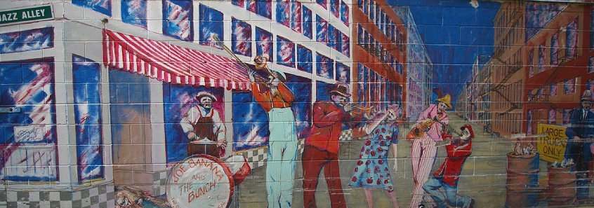 Jazz Alley Mural in Seattle, Washington.