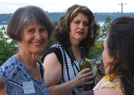 Karen Trueman, and daughter Jenny celebrating John Trueman's birthday in Old Town, Tacoma, Washington - image.