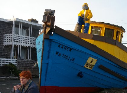 Peg pulling a boat through Ocean Shores, Washington - image.