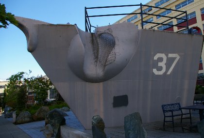 Ship sculpture downtown Bremerton, Washington - image.