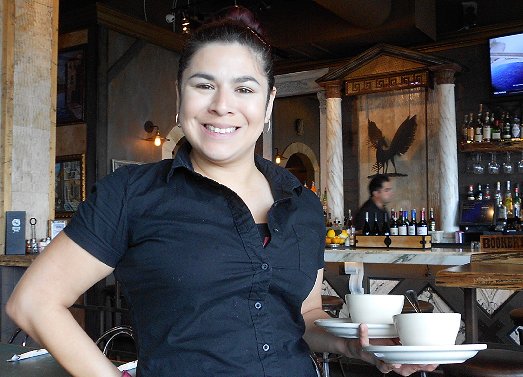 Our waitress at Pegasus at Alki Restaurant West Seattle - image.