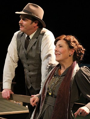 Susan Duff, Myra Platt, and her former lover Wes Williamson, Shawn Belyea, watch as their singing protg rehearses; photo by Alan Alabastro.