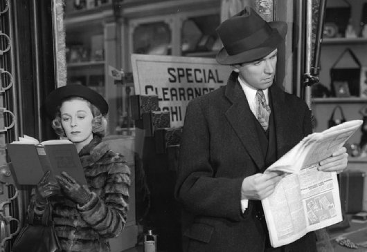 Margaret Sullavan and James Stewart in The Shop Around the Corner.