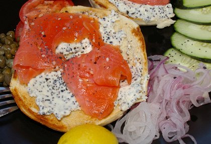 Smoked steelhead on a bagel at Smoke + Cedar in Tacoma, Washington - image.