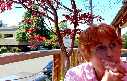 Peggy Doman relaxing at The Hub in Tacoma, Washington.